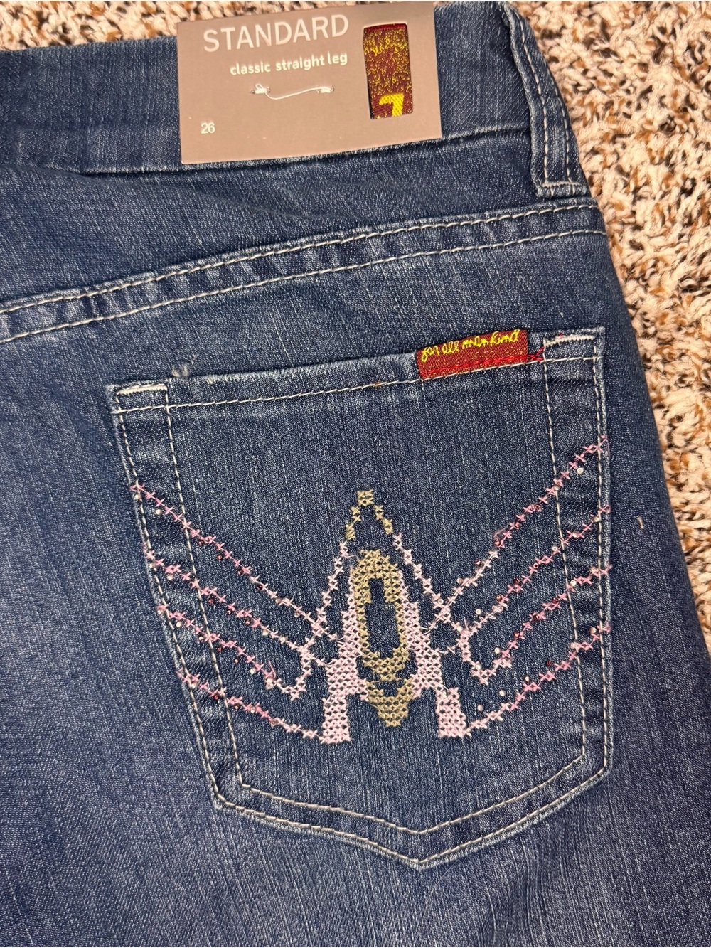 NWT 7 For All Mankind Standard Straight Leg Jeans Women 26 Dark Wash - Picture 6 of 8